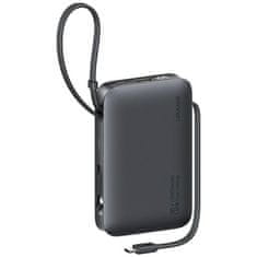 USAMS Prenosna baterija 10000 mAh 20 W, serija Usams XR s kablom USB-C/Lightning, črne barve