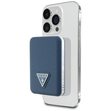 Guess Induktivna prenosna baterija Grained Triangle 5000mAh 15W USB-C MagSafe modra