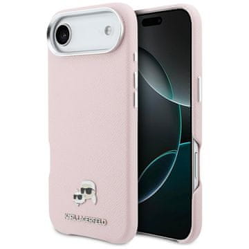 Karl Lagerfeld Ovitek Karl & Choupette Head Pins Saffiano MagSafe za iPhone Air roza