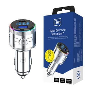 3MK Dodatki - Hyper Car Power Transmitter 48W QC PD PPS USB 1C1A Srebrna