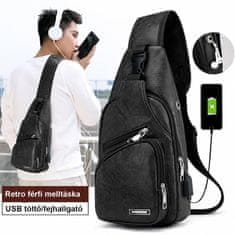 Dollcini Potovalna torba iz najlona črna z USB priključkom
