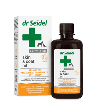 Dr. Seidel Skin & Coat Oil za pse in mačke, dodatek za zdravo kožo in sijočo dlako, 250ml