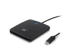 Ewent Čitalec pametnih kartic, USB-C, črn, EW1055