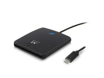 Ewent Čitalec pametnih kartic, USB-C, črn, EW1055