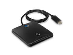 Ewent Čitalec pametnih kartic, USB-C, črn, EW1055