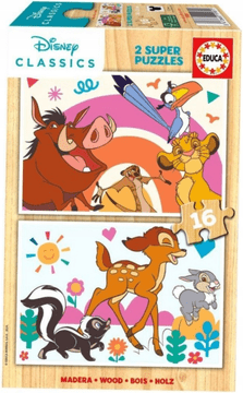 Educa Lesena sestavljanka Levji kralj in Bambi 2x16 kosov