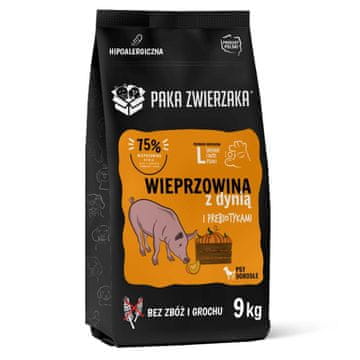 Paka Zwierzaka Pet Pack Svinjina z bučo L - suha hrana za pse - 9 kg
