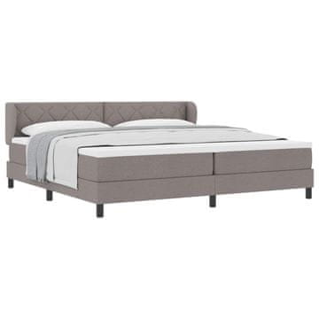 Vidaxl Postelja z vzmetnico z vzglavjem Taupe 200 x 200 cm blago