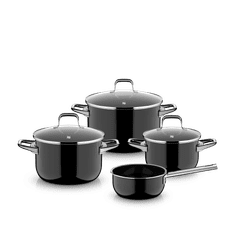 WMF Fusiontec Essential PRO 4-delni set posode, 16/16/20/24 cm, stekleni pokrovi, črn (0520795290)