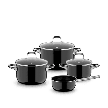 WMF Fusiontec Essential PRO 4-delni set posode, 16/16/20/24 cm, stekleni pokrovi, črn (0520795290)