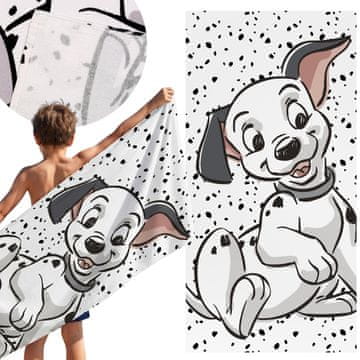 Disney DISNEY 101 Dalmatinci Bela, hitro sušeča plažna in kopalna brisača, 100% bombaž 70x140 cm OEKO-TEX