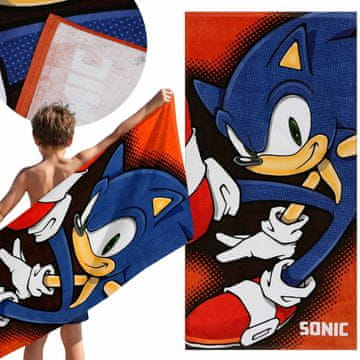 Sonic the Hedgehog Sonic Barvita, hitro sušeča plažna in kopalna brisača, 100% bombaž 70x140 cm