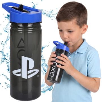 sarcia.eu Playstation Plastenka za vodo z ustnikom in ročajem za športnike, prosojna, plastenka s cevko 470 ml