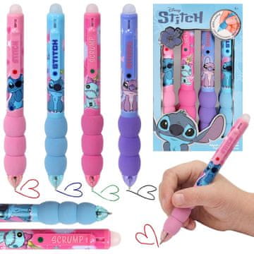 Disney Stitch DISNEY Komplet 4 barvnih pisal, samopisalno pero z mehkim ročajem