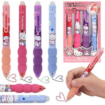 HELLO KITTY Hello Kitty Komplet 4 barvnih pisal, samopisalno pero z mehkim ročajem