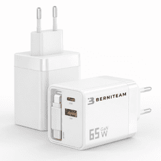 Berniteam Hišni Polnilec GaN 65W 2-port + C Kabel (BT-65SDC)