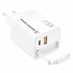 Berniteam Hišni Polnilec GaN 65W 2-port + C Kabel (BT-65SDC)