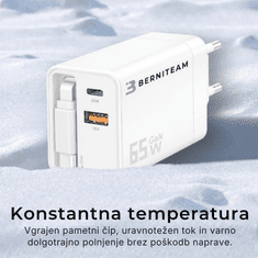 Berniteam Hišni Polnilec GaN 65W 2-port + C Kabel (BT-65SDC)