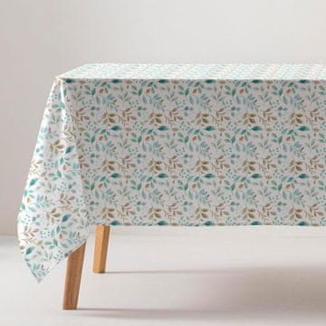 Nikcorp Bombažna pravokotna prt brezčuten madeži, vodoodporen premaz 140x300 cm, cvetlični akvarelni vzorec, 80% bombaž 20% poliester, 215 g/m², Oeko-Tex Standard 100, etui z zadrgo