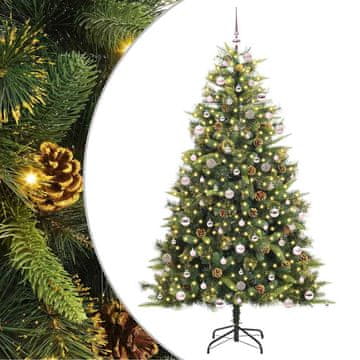 Vidaxl Umjetno zložljivo božićno drevo s stožci Zelena 240 cm