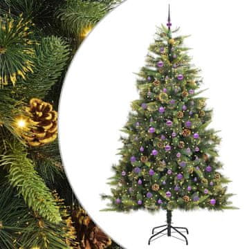 Vidaxl Umjetno zložljivo božićno drevo s stožci Zelena 240 cm