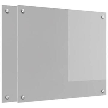 Vidaxl Kuhinjski panel 2 pcs Svetlo siva 70 x 60 cm kaljeno steklo