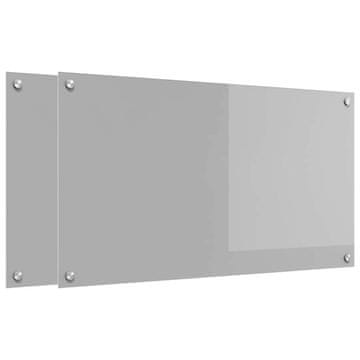 Vidaxl Kuhinjski panel 2 szt. Svetlo siva 90 x 50 cm kaljeno steklo