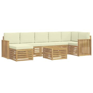Vidaxl Zunanja garnitura za sedenje 8 szt. Bela in krem 59 x 59 x 37 cm