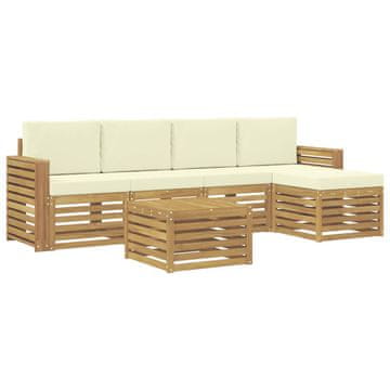 Vidaxl Zunanja garnitura za sedenje 6 szt. Bela in krem 59 x 59 x 37 cm
