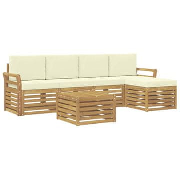 Vidaxl Zunanja garnitura za sedenje 6 szt. Bela in krem 59 x 59 x 37 cm
