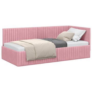 Vidaxl Kotna postelja z vzglavjem Roza 90 cm x 190 cm Žamet