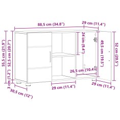 Vidaxl Strani šal s polico FLORIN Sonoma hrast 88,5 x 30,5 x 55,5 cm