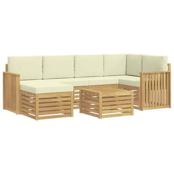 Vidaxl Zunanja garnitura za sedenje 7 szt. Bela in krem Poliester