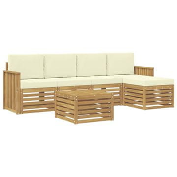 Vidaxl Zunanja garnitura za sedenje 6 szt. Bela in krem 59 x 59 x 37 cm