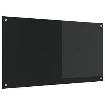 Vidaxl Kuhinjski panel Črna 110 x 60 cm kaljeno steklo