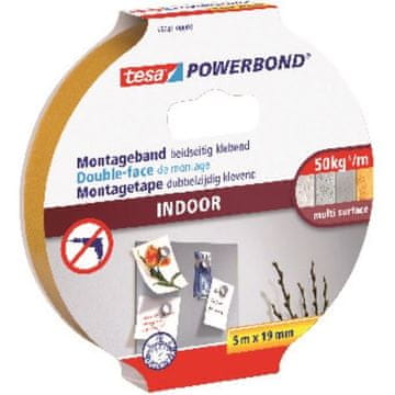 Tesa Powerbond trak - notranji, bel, 5 m x 19 mm, kos