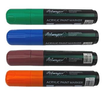 Artmagico akrilni marker JUMBO (15 mm) - EARTH 4 kosi - zelena, modra, rjava, oranžna