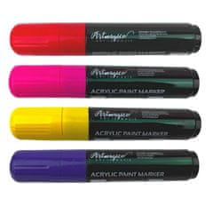 Artmagico akrilni marker JUMBO (15 mm) - SUMMER 4 kosi - rdeča, roza, rumena, vijolična