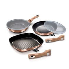 Berlingerhaus Komplet ponev z odstranljivim ročajem in marmorno površino BH-7038 5 pcs Carbon Pro Metallic Line