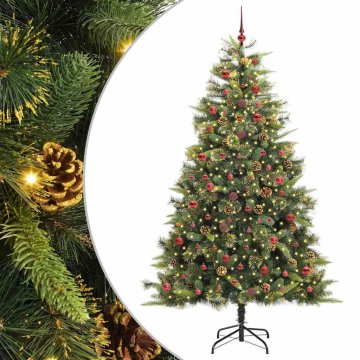 Vidaxl Umjetno zložljivo božićno drevo s stožci Zelena 240 cm