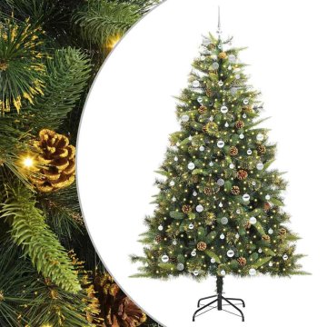 Vidaxl Umjetno zložljivo božićno drevo s stožci Zelena 240 cm
