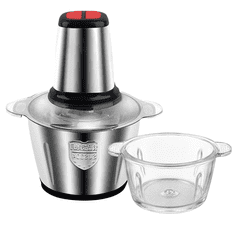 HOME & MARKER® Električni sekljalnik hrane 2 hitrosti, inox posoda, za meso in zelenjavo | MINCBOWL