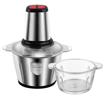 HOME & MARKER® Električni sekljalnik hrane 2 hitrosti, inox posoda, za meso in zelenjavo | MINCBOWL