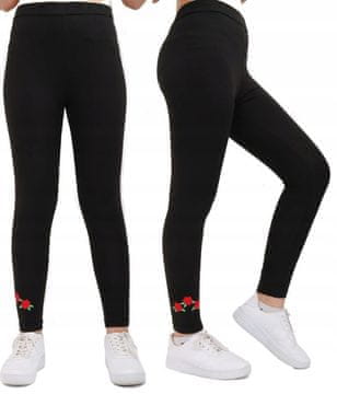 Victoria DEKLIŠKE LEGGINGS HLAČE ČRNE VEZENE VRTNICE 128 H005R
