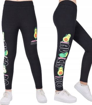 Victoria DEKLIŠKE LEGGINGS HLAČE ČRNE Z AVOKADOM 176 H005P