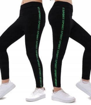 Victoria DEKLIŠKE LEGGINGS HLAČE ČRNO-ZELENE LAMPAS 176 H005T