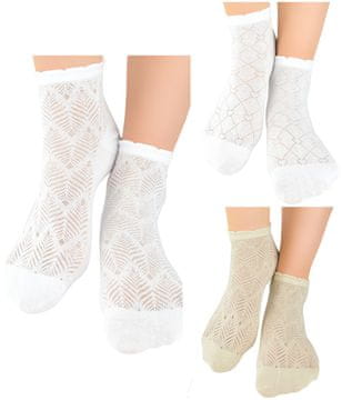 shumee PAKET 3 DEKLIŠKIH NOGAVIC Z ODREŽNIM VZORCEM, BELE IN BEŽ 35/38 V013C