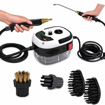 HOME & MARKER® Parni čistilec 1600W, 3BAR, 1L rezervoar, brez kemikalij, 6 nastavitev | BRUSHSTEAMMAX