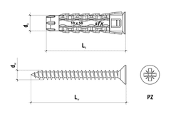 Wkret-Met Univerzalni mozniki Screw-met 8x40 z ugreznjenim vijakom 5x50 100 kosov.