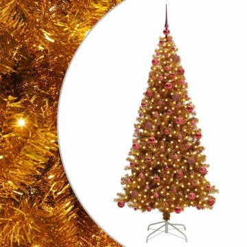 Vidaxl Božično drevo med 300 LED z stojalom Zlata 180 cm PET